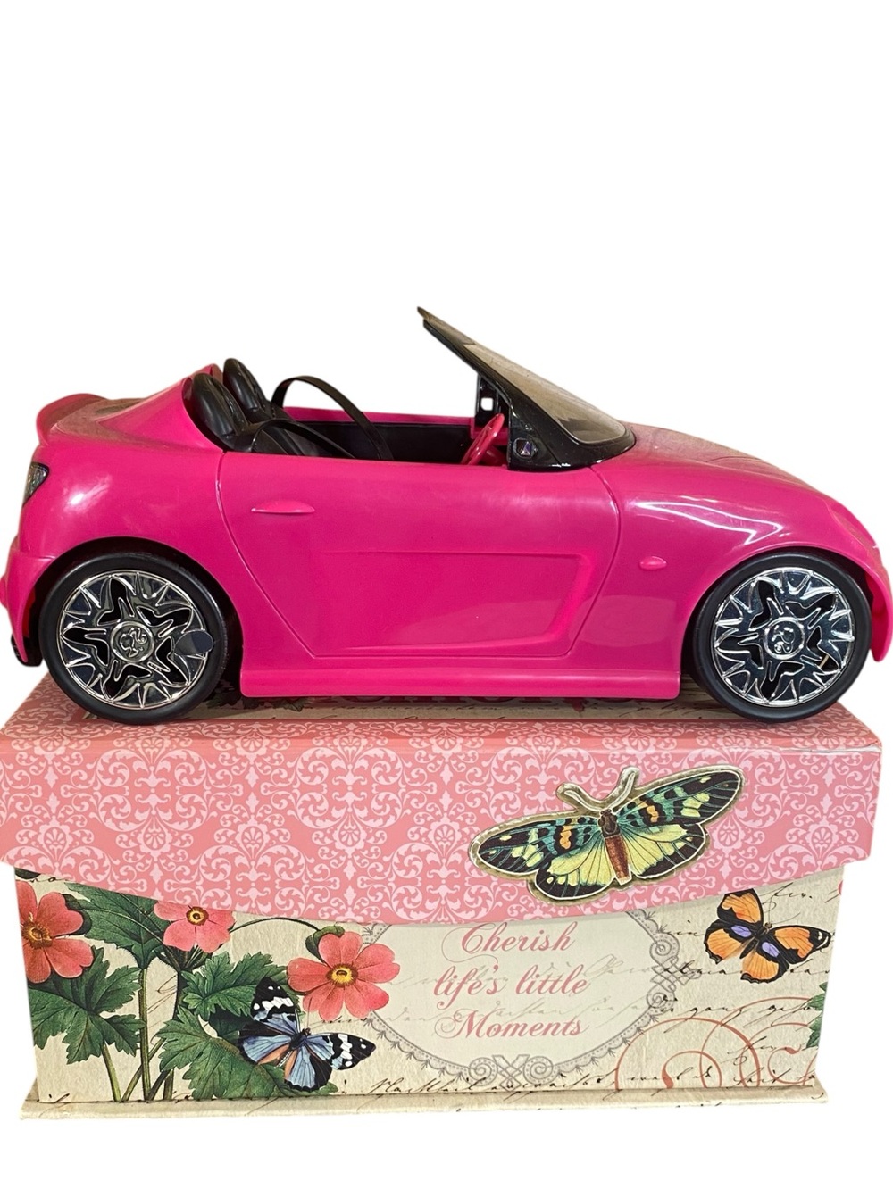 Barbie Glam Convertible Toy Car Mattel 2009 Patterned Seats Working Setabelts